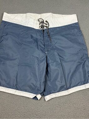 Birdwell Beach Britches Board Shorts Mens 36 Slate Blue and White Swim Trunks